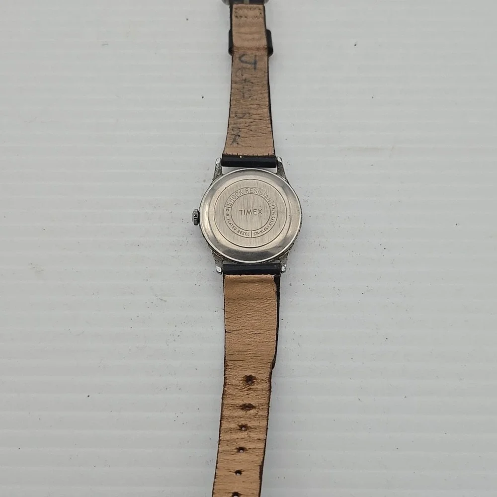 Vintage Timex Men Mechanical Watch Silver Tone White Dial For Parts Repair